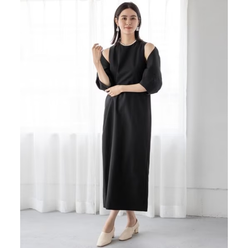 【Montendre】 L 圆领泡泡袖时尚气质显瘦两件套长裙 夏季上