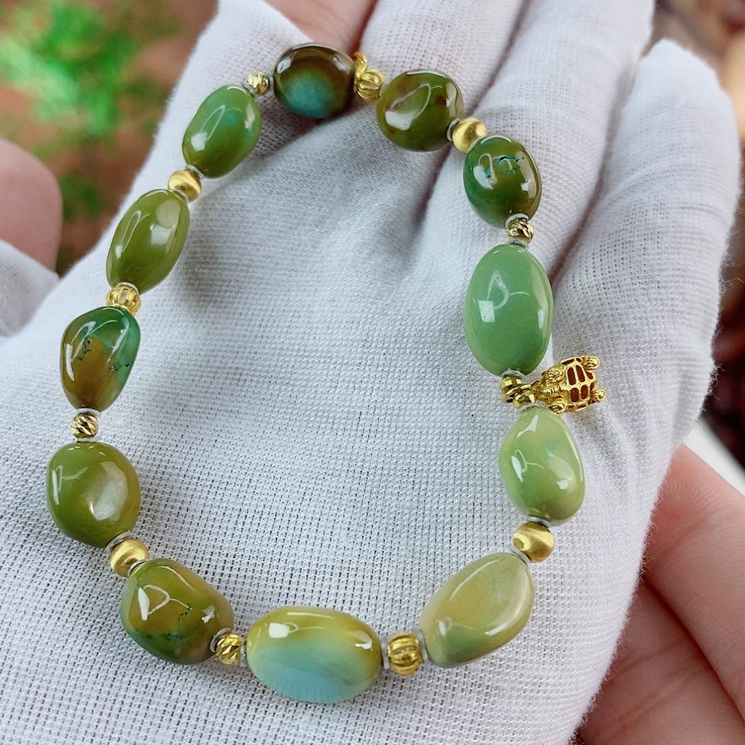 绿松石珠宝奇石18K金镶嵌