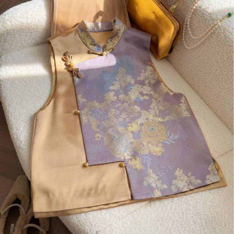 璇子-【唐盛牡丹】春季新中式提花拼接时尚马甲2025A0221