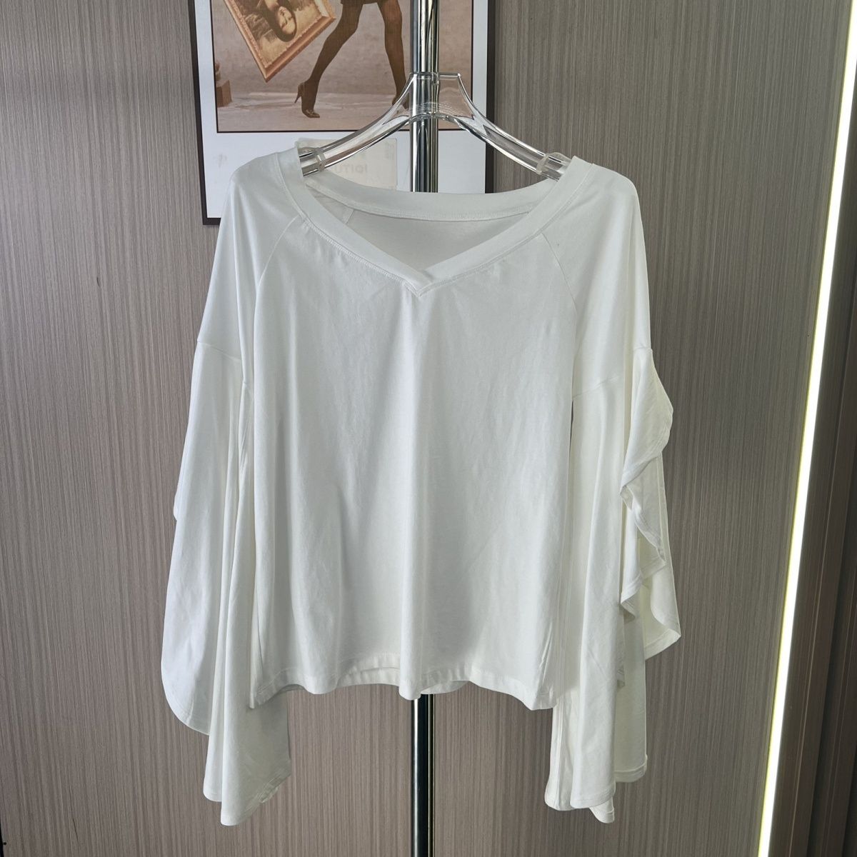 1355撤柜FT长袖2025秋季新款宽松显瘦休闲中长款上衣白色