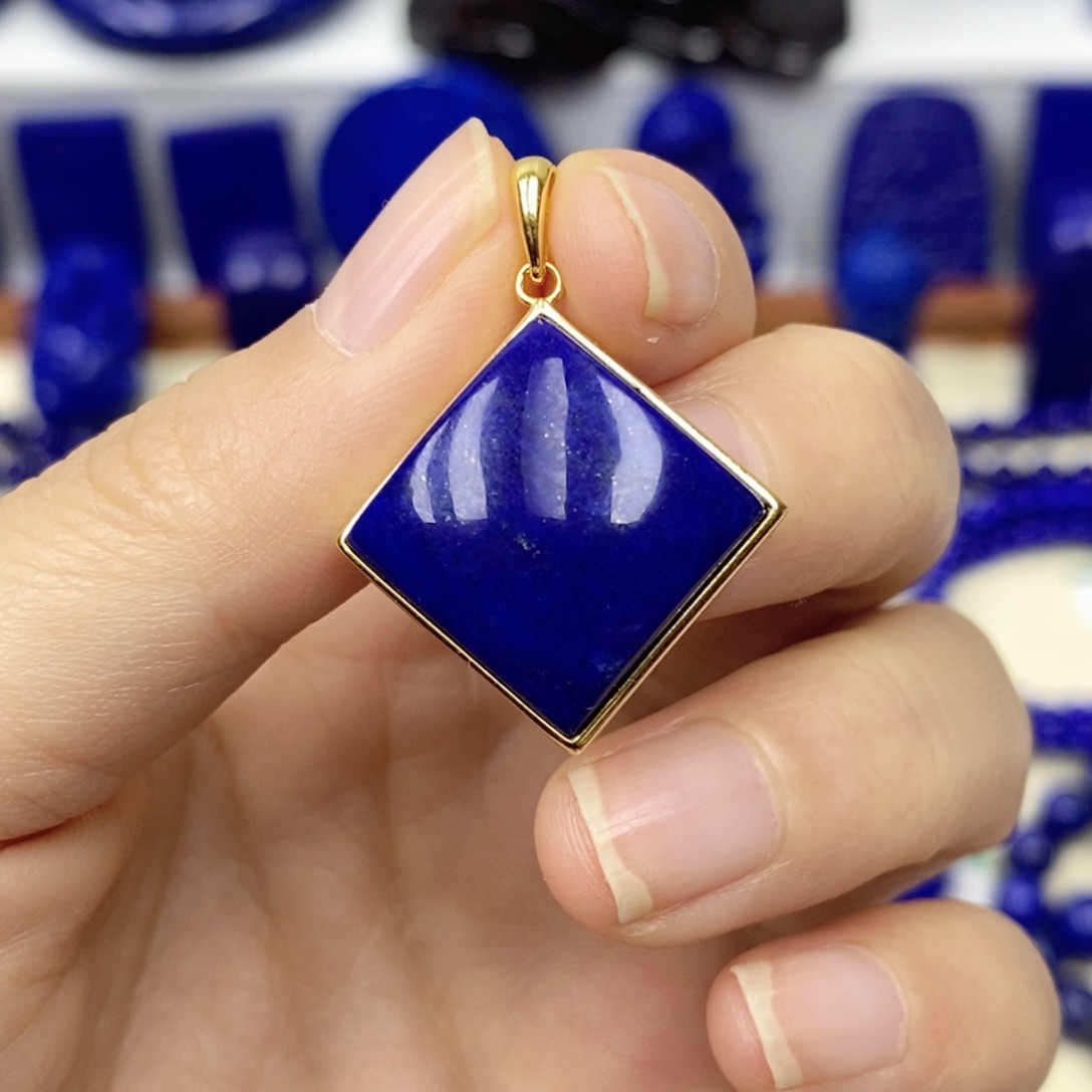 青金石颈饰银S925镀金镶嵌