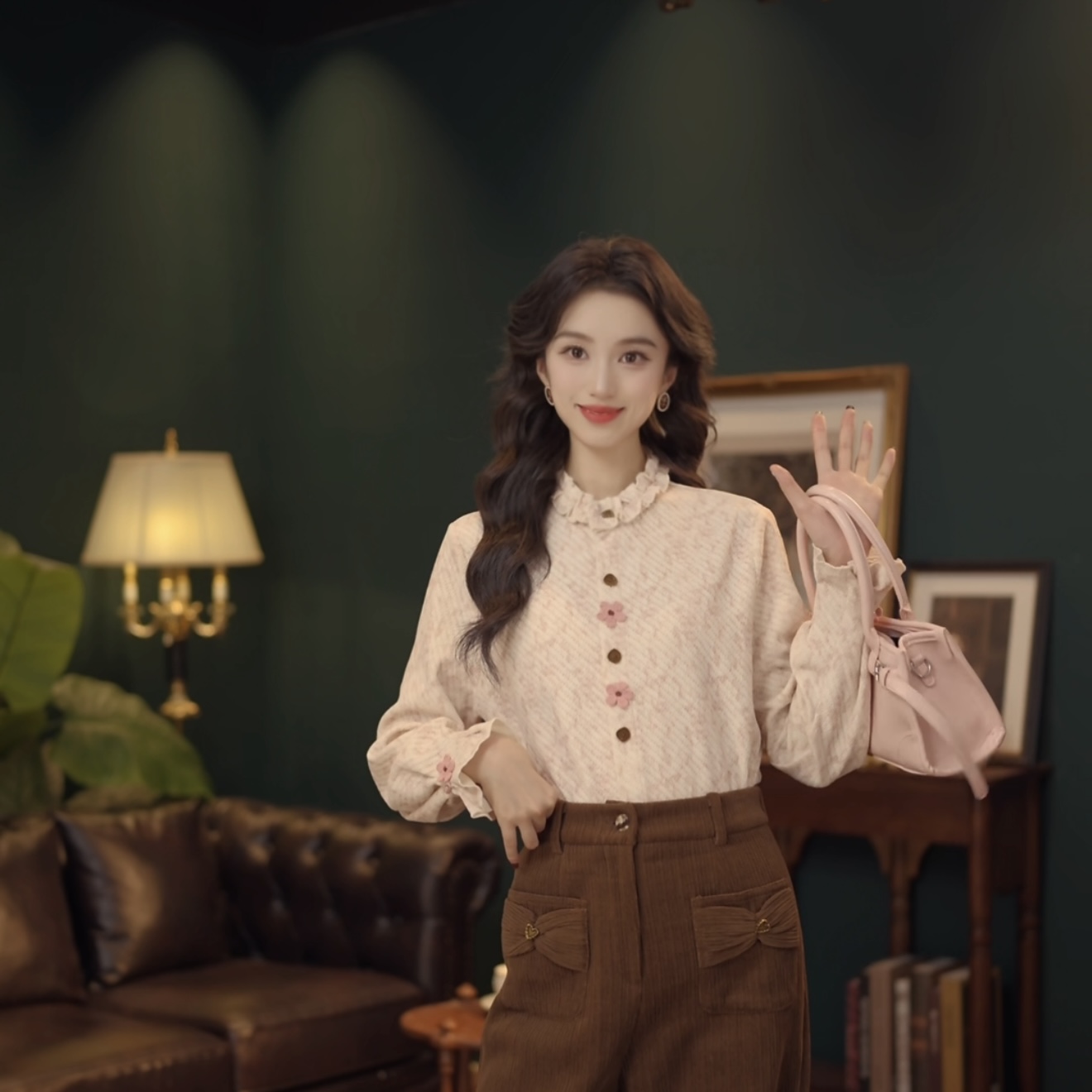 琦琦【晴雨甘露】复古港风秋冬厚款休闲百搭衬衫上衣 YE0708494