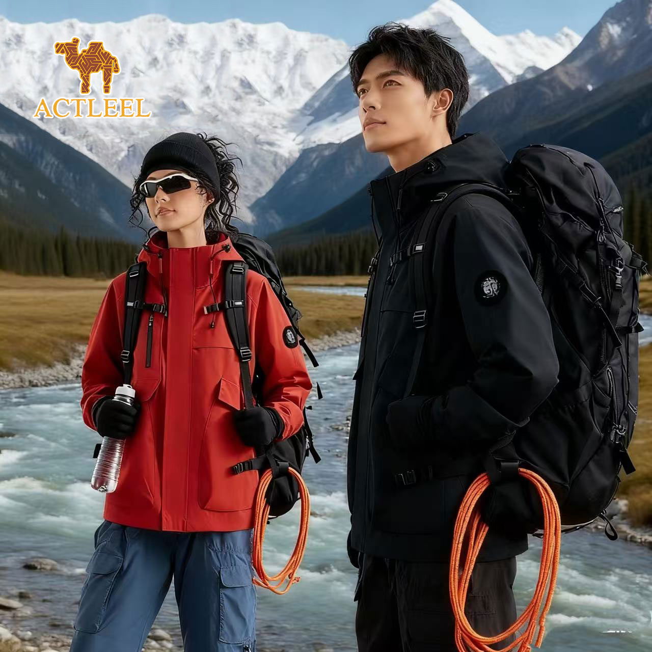 ACTLEEL美洲 骆驼夹克男女同款春秋户外运动休闲防水防风登山外套