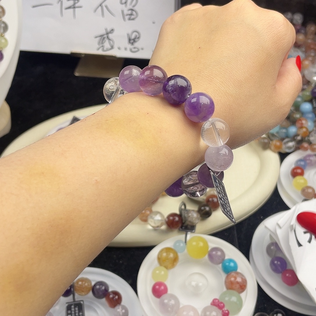烟晶银S925镶嵌手链
