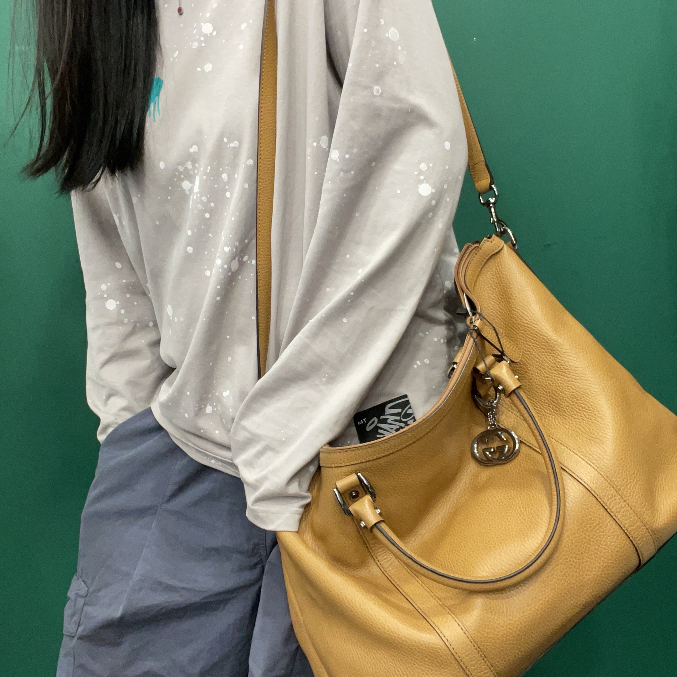 95新 GUCCI/古驰 【KK】 88 1226 棕色荔枝纹手提单肩包