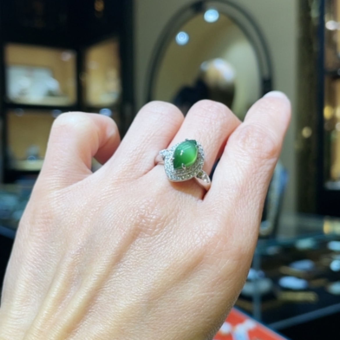 【闪购商品】和田玉戒指银S925镶嵌