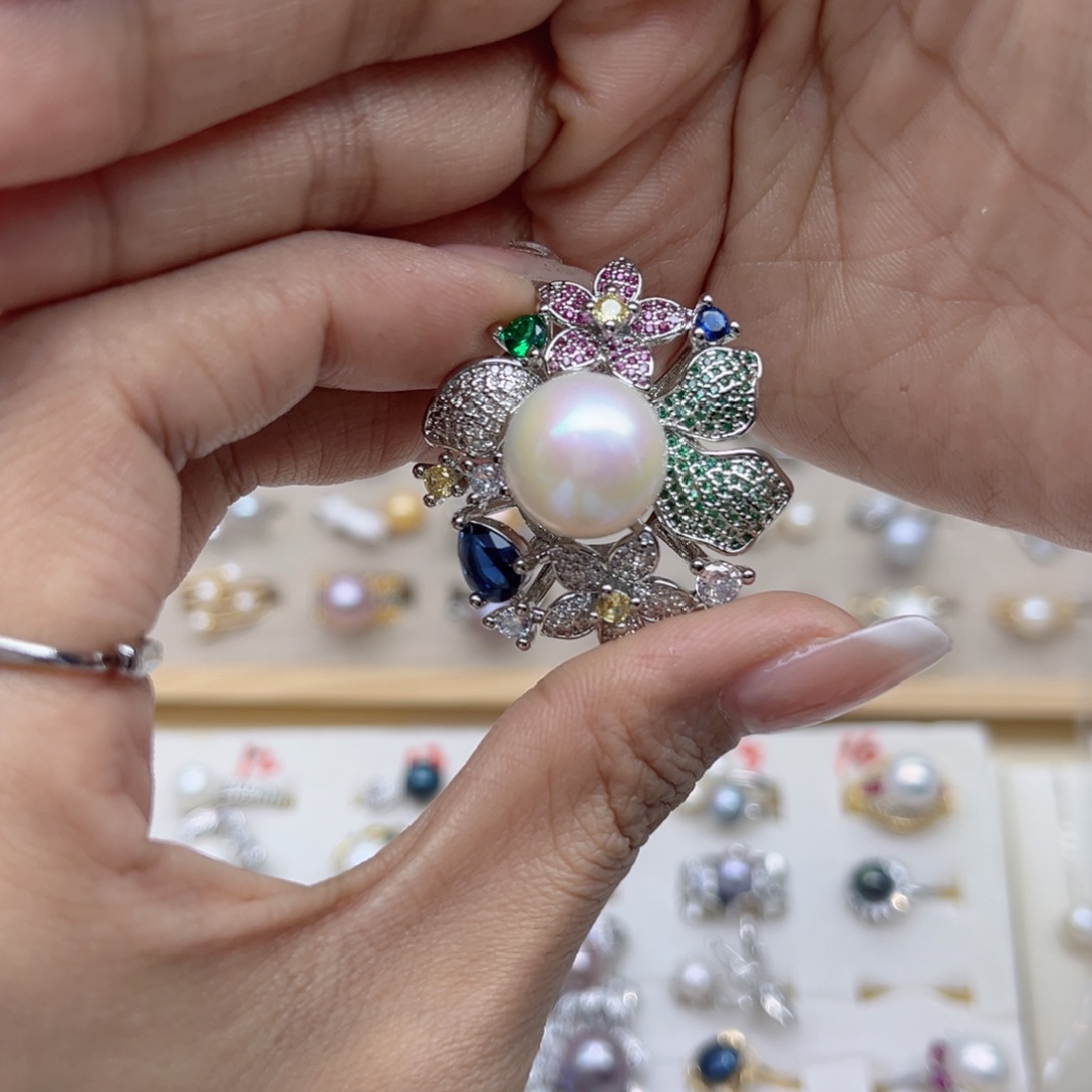 囍***榕戒指淡水珍珠合金