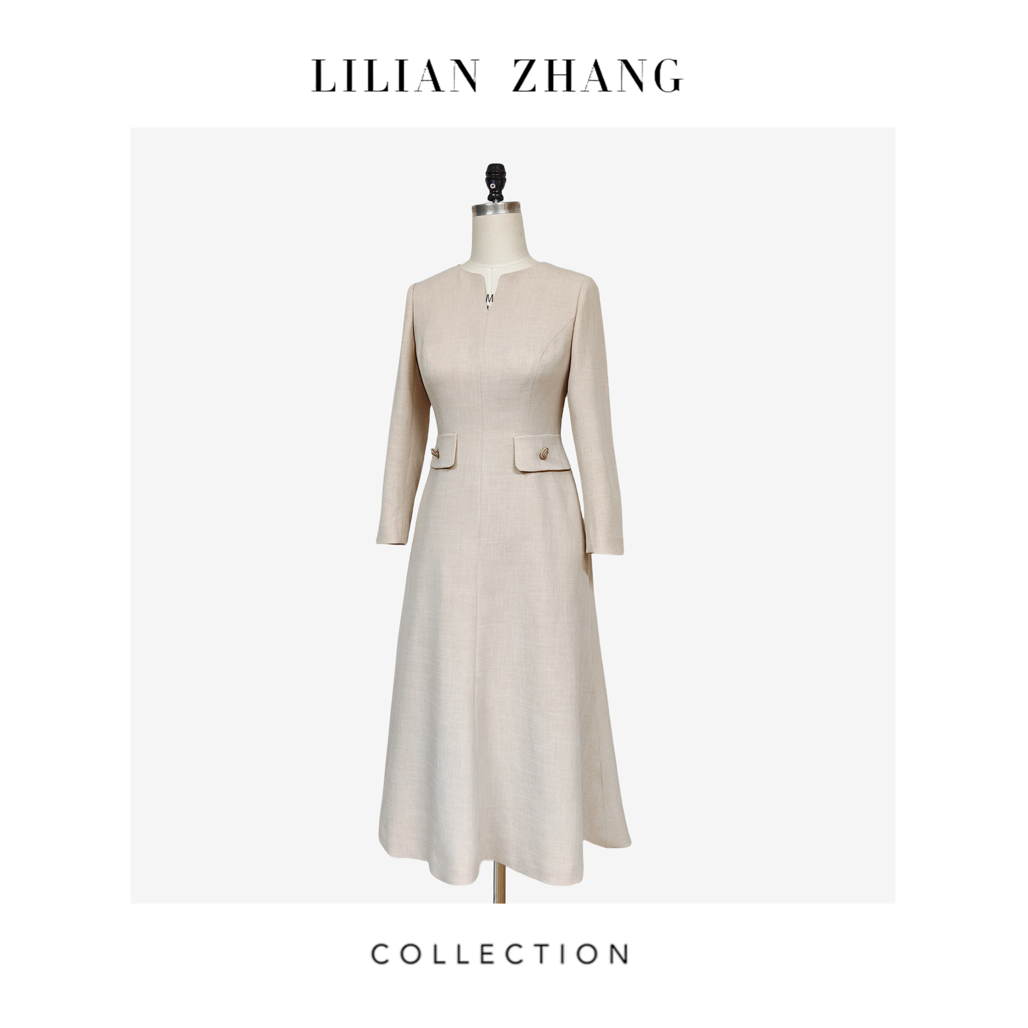 C-“定制”——“静奢风”——都市优雅女士A摆修身时装连衣裙  2401181