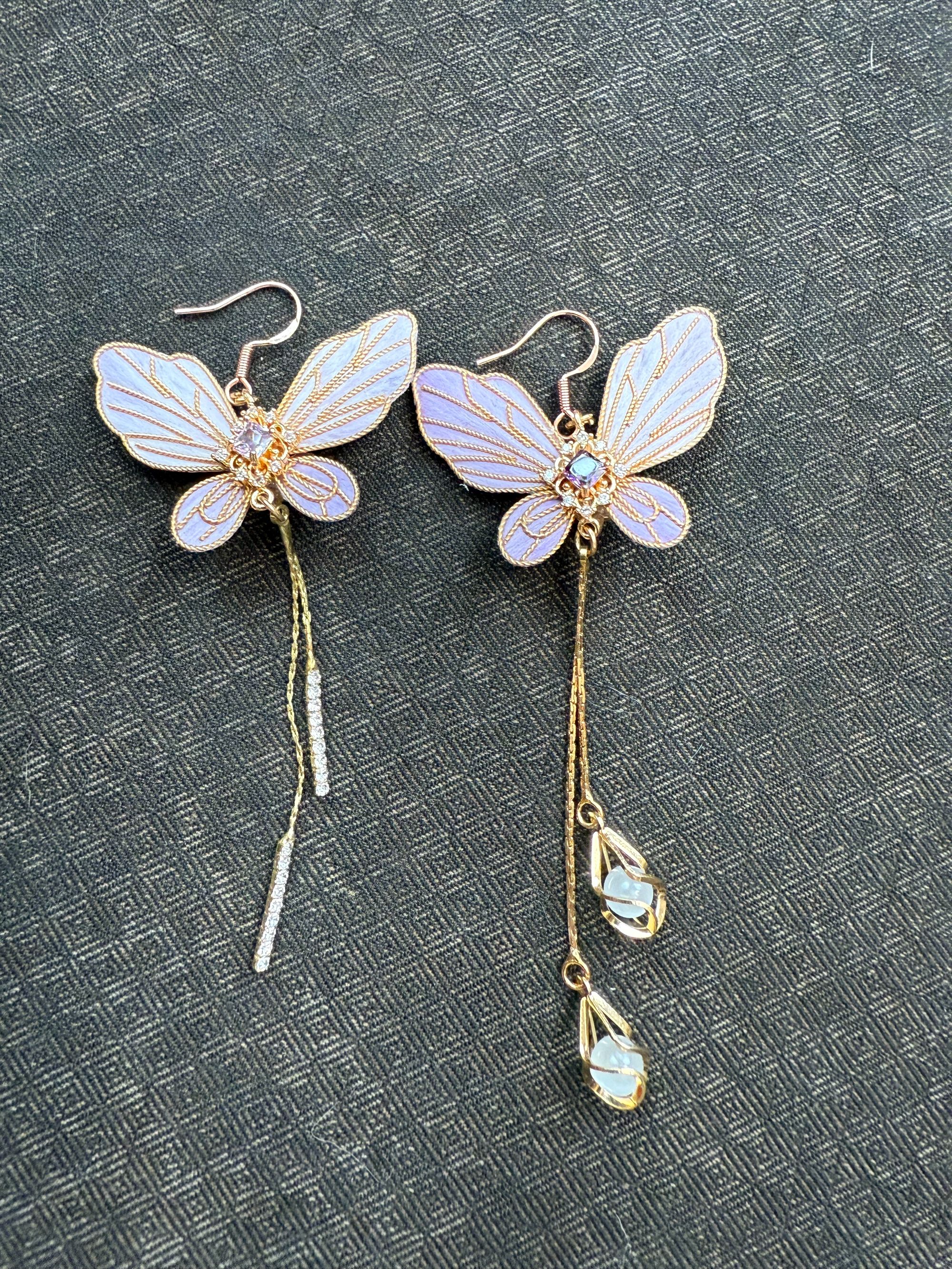 非金属布艺耳饰 新款蝴蝶精灵耳饰