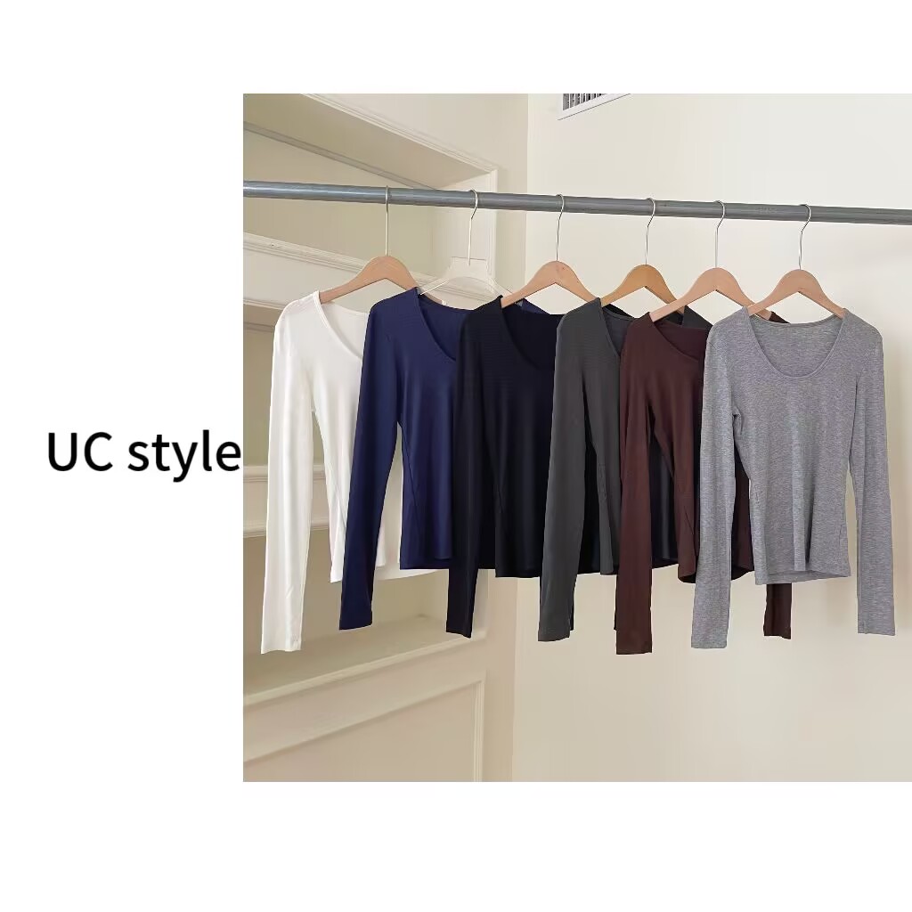 【UC STYLE】A8097性感U领修身显瘦针织长袖打底衫主播穿S码
