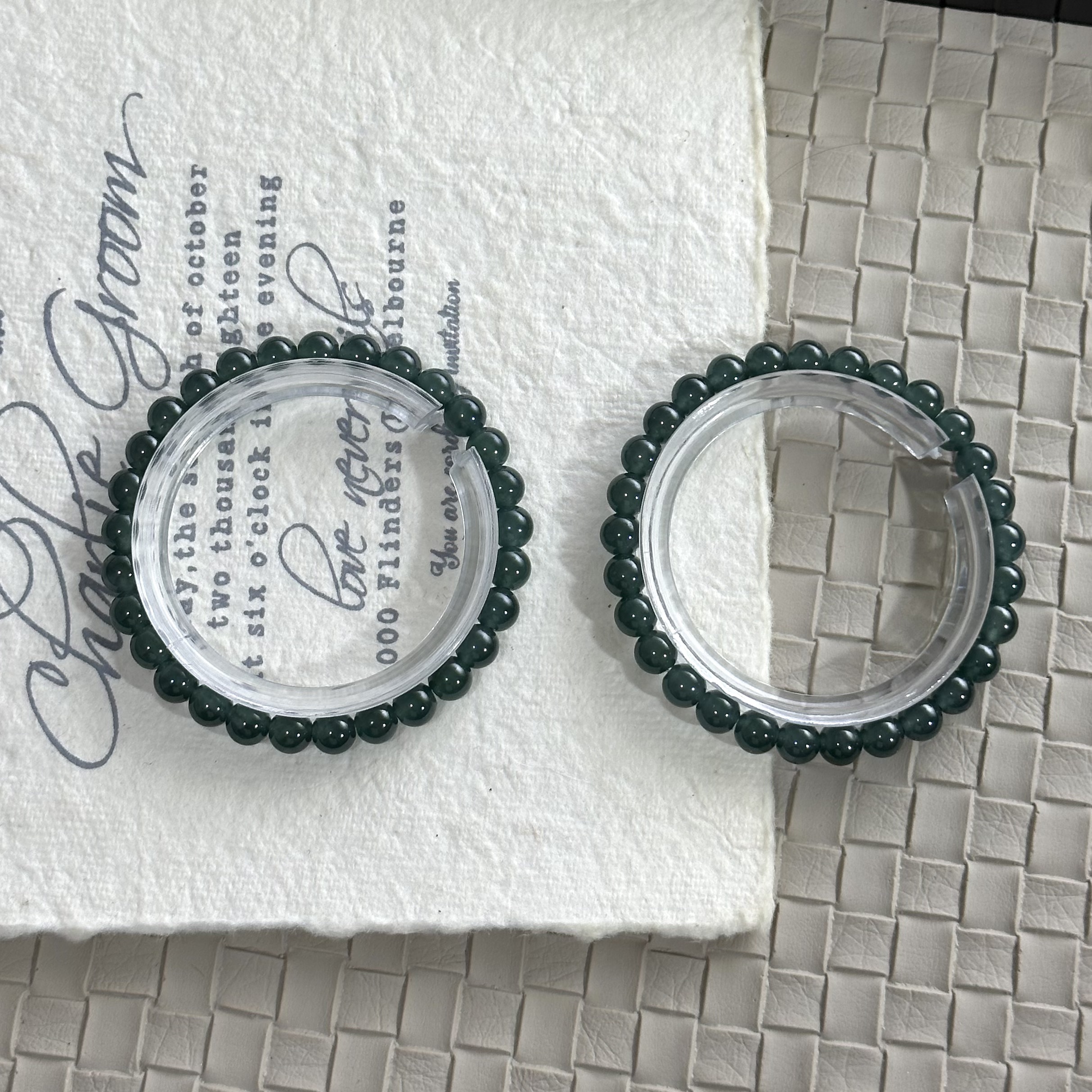 钨金石英石手链 天然高品素圈手串 6mm