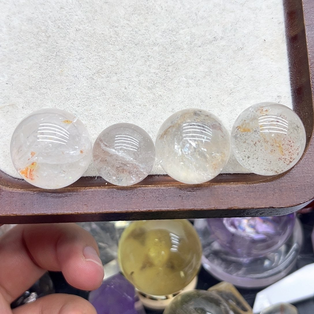 水晶珠宝半成品未镶嵌4锦鲤胶花、四季幽灵球（四颗）