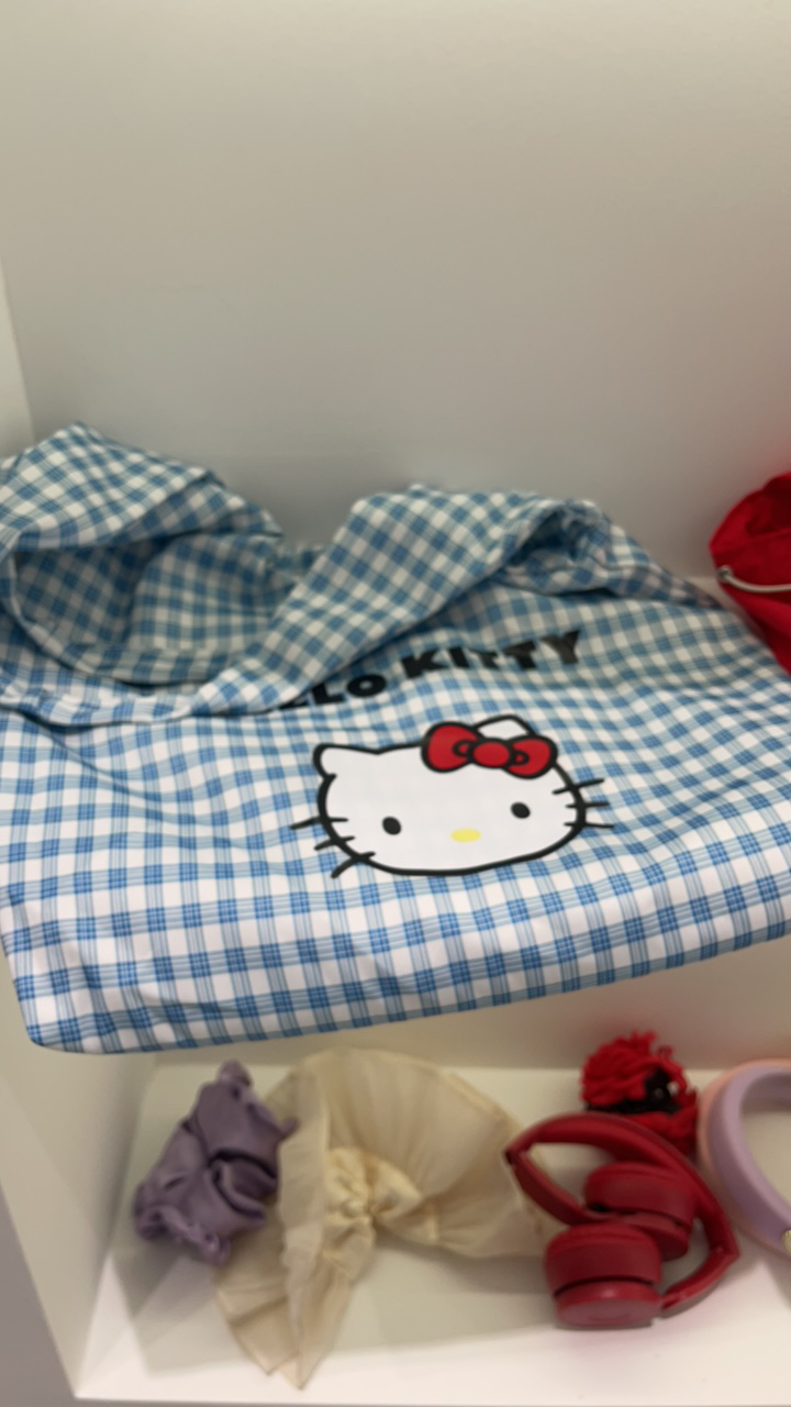 【RUYI】HelloKitty格子手提包包大容量帆布包