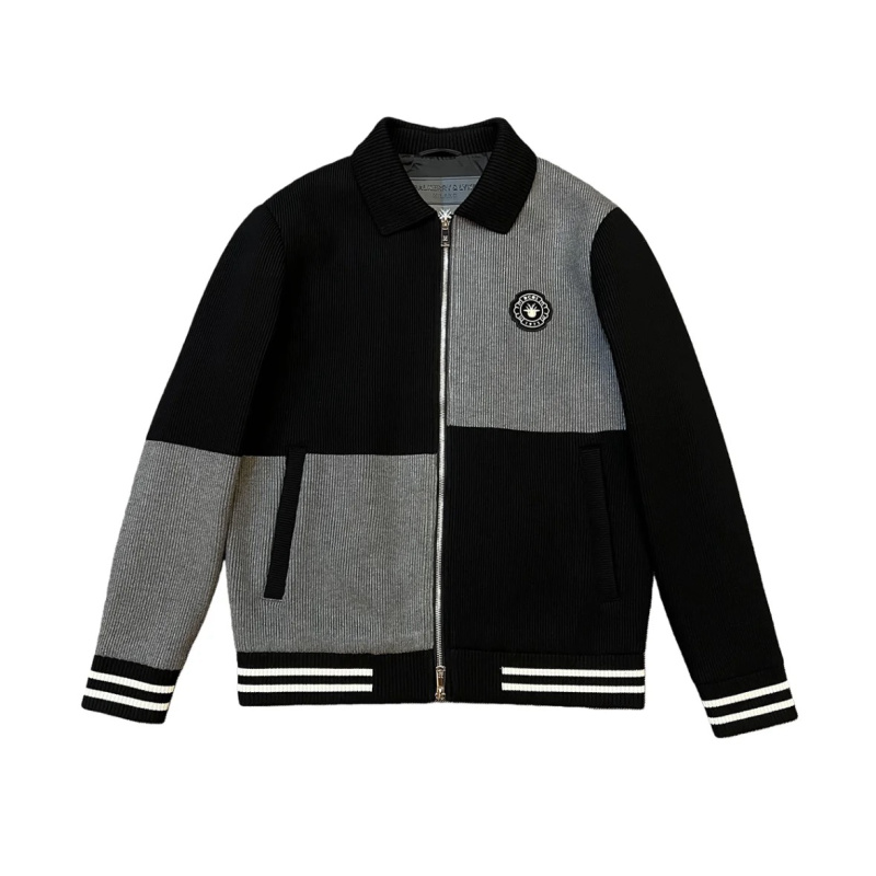 秋冬新款撞色潮流百搭休闲男士针织衫外套