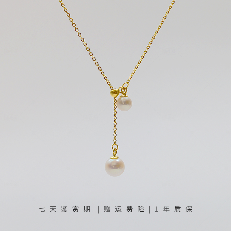 天然淡水珍珠项链女可调节气质百搭简约小众s925银大珠小珠落玉盘