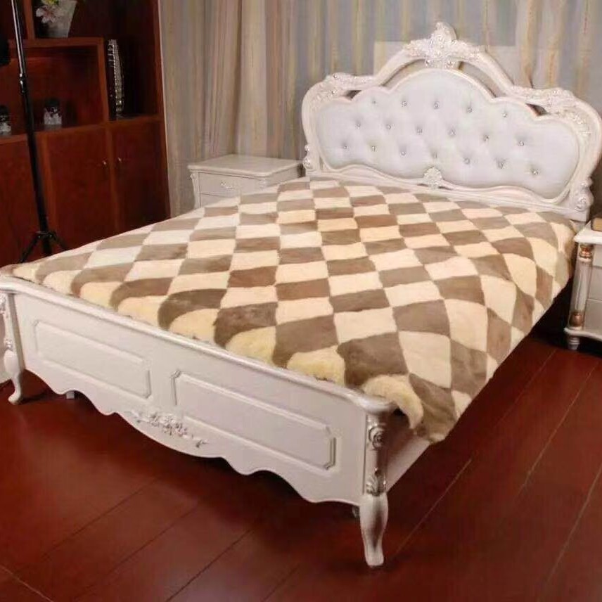 皮毛一体羊毛毯子隔潮保暖加厚格子卧室床毯客厅地毯百搭四季通用