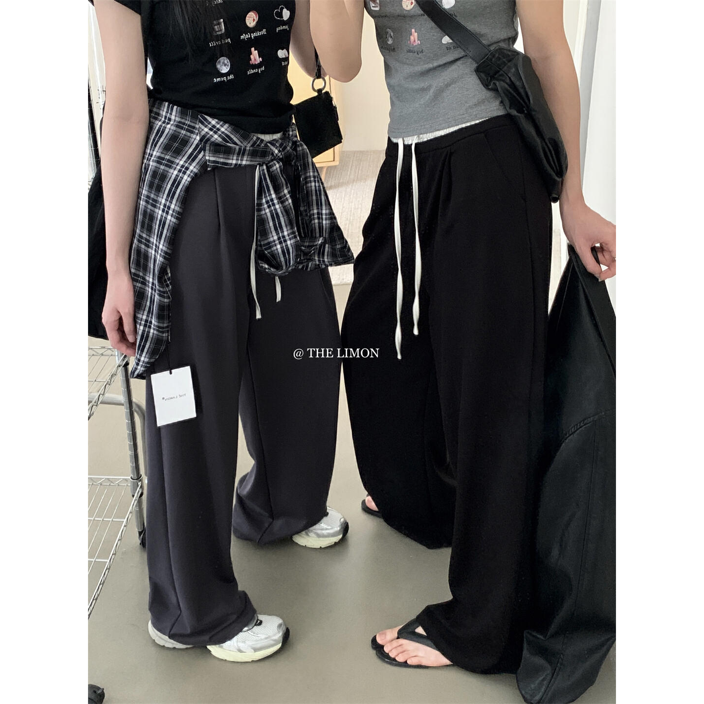 美树【柠檬绿茶】慵懒舒适双腰头拼接显瘦休闲裤  8205#