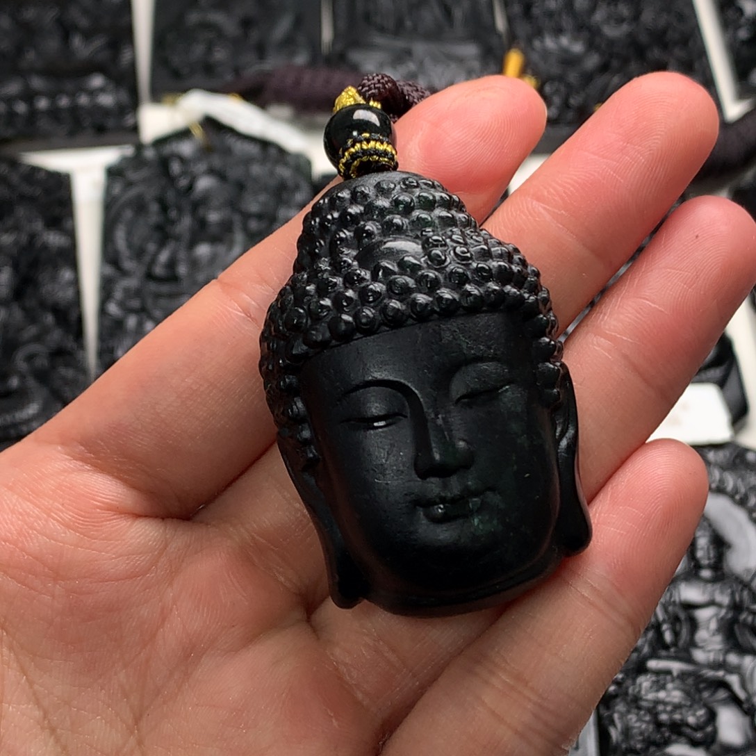 翡翠未镶嵌颈饰天然缅甸a货钢琴黑挂件