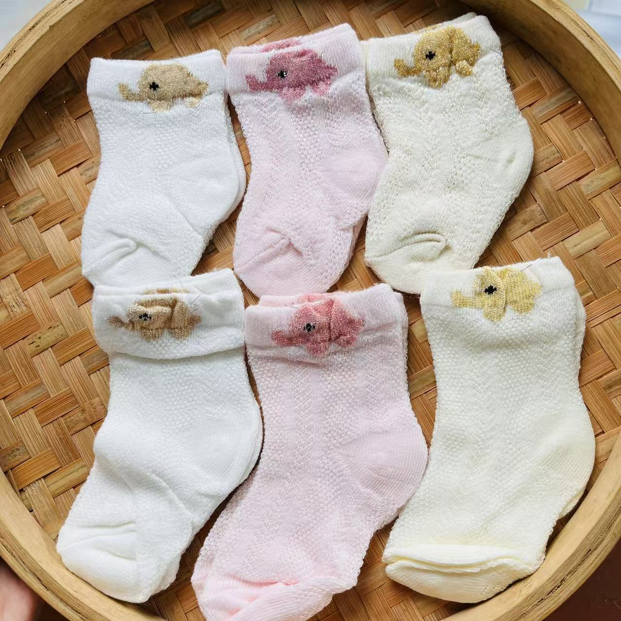 宝宝袜子夏季薄款棉袜卡通女童新生儿袜子透气防蚊袜短款0-15个月