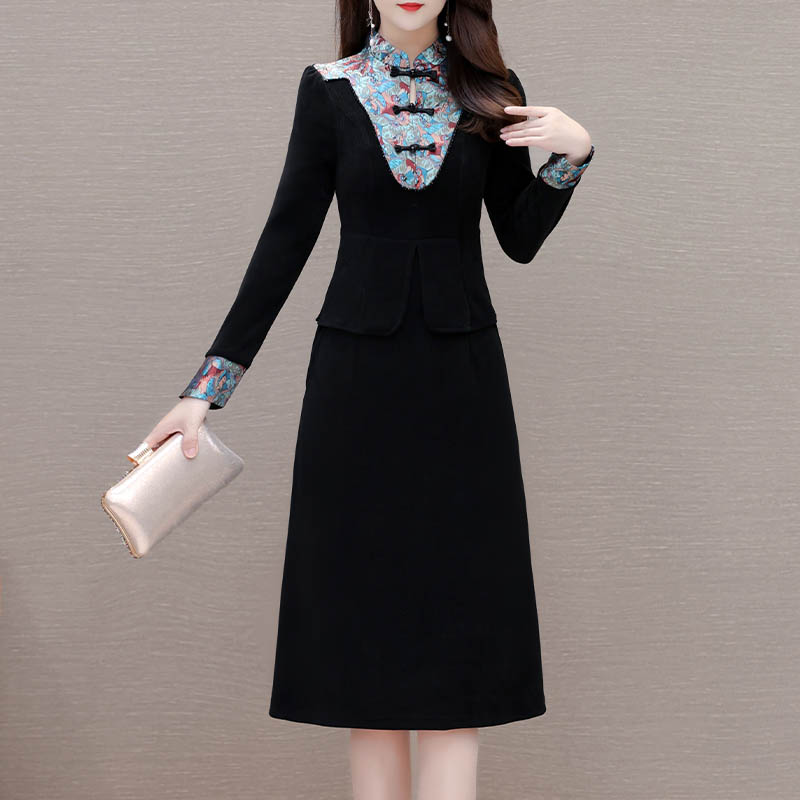 2025春季新品气质时尚国风复古中式连衣裙妈妈装修身7