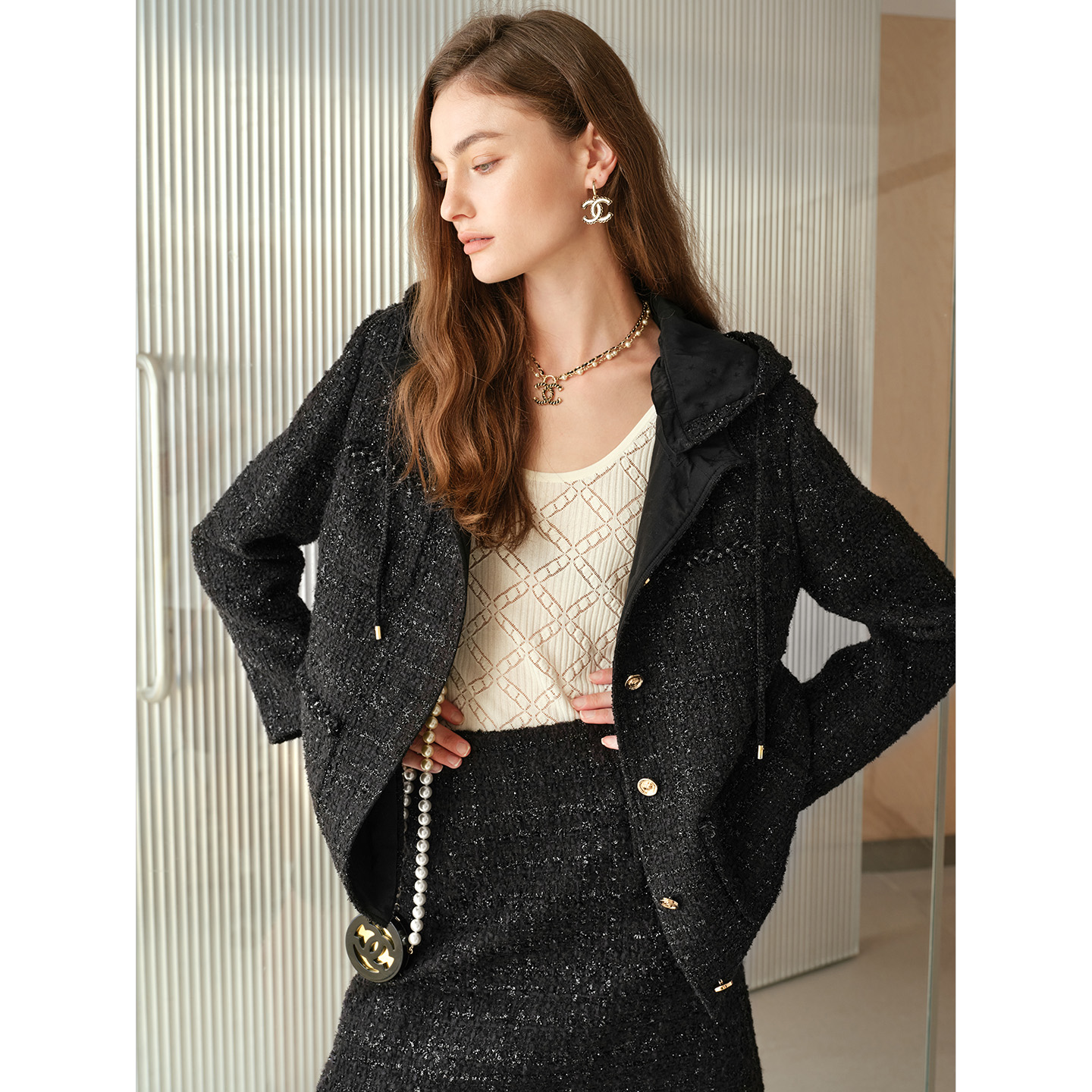 小岛微风“左岸巴黎”英国进口LINTON粗花呢小香WT090702/QZ011209