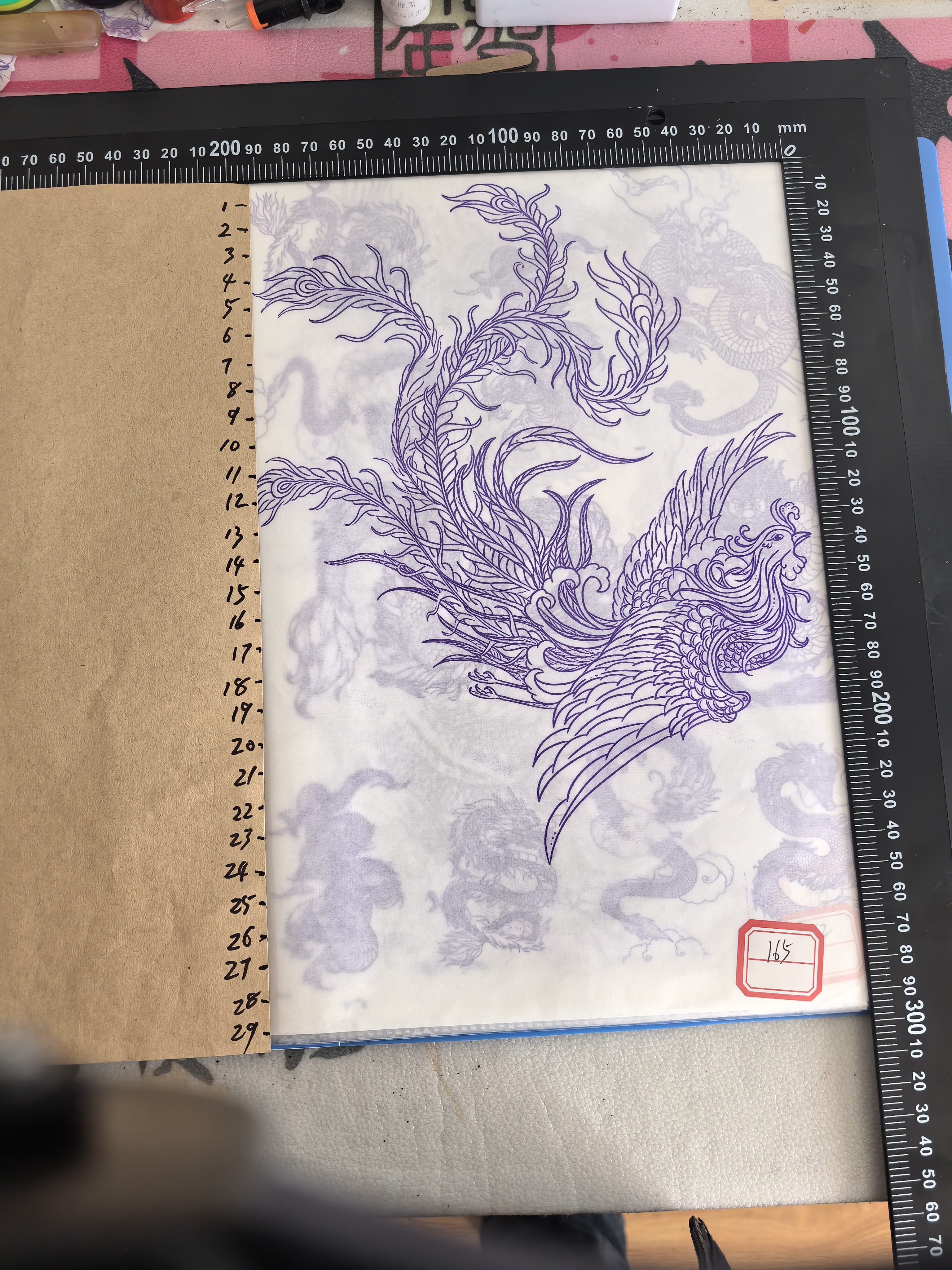 葫芦水转印凤凰偏，带5毫升转印油，新手起稿用的，量力而行需要技术