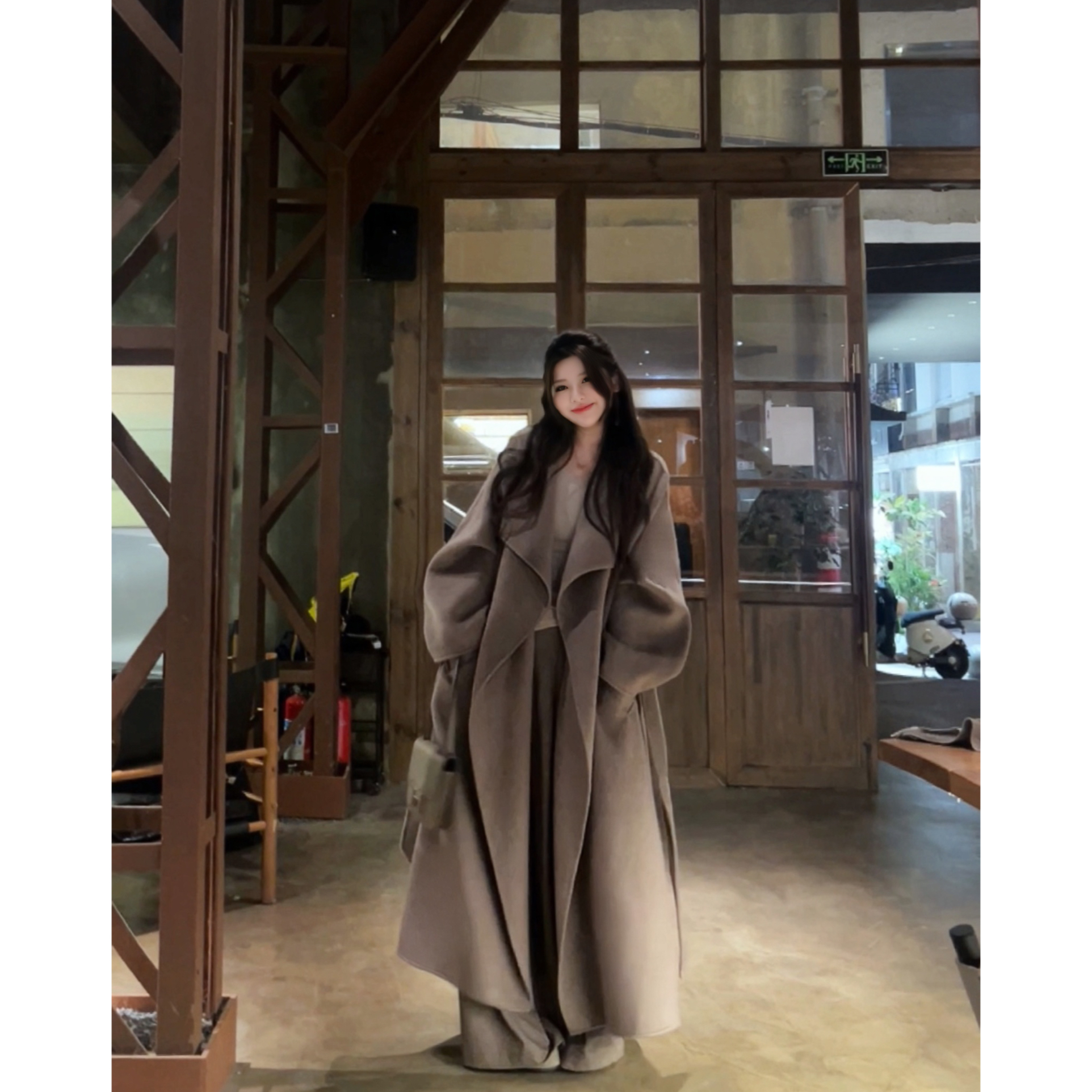 【挚爱大衣】【高端线加厚进口苏力贝贝羊驼毛】大翻领羊毛双面呢外套