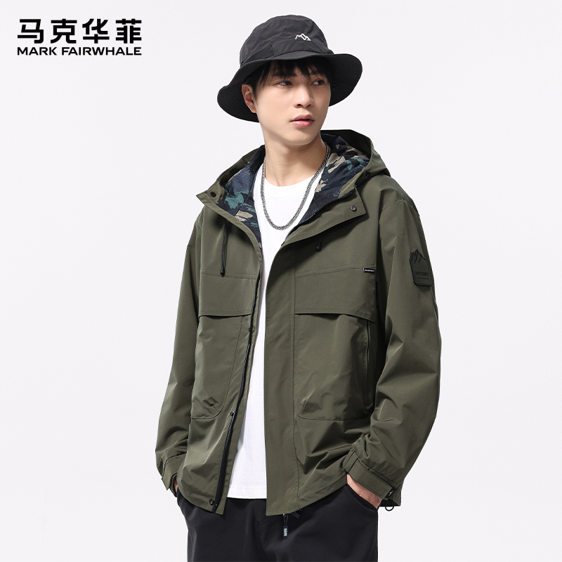 马克华菲连帽工装大口袋加厚时尚棉服外套