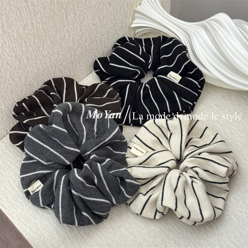 韩版新款条纹针织大肠发圈气质简约头花网红头绳个性百搭皮筋发绳