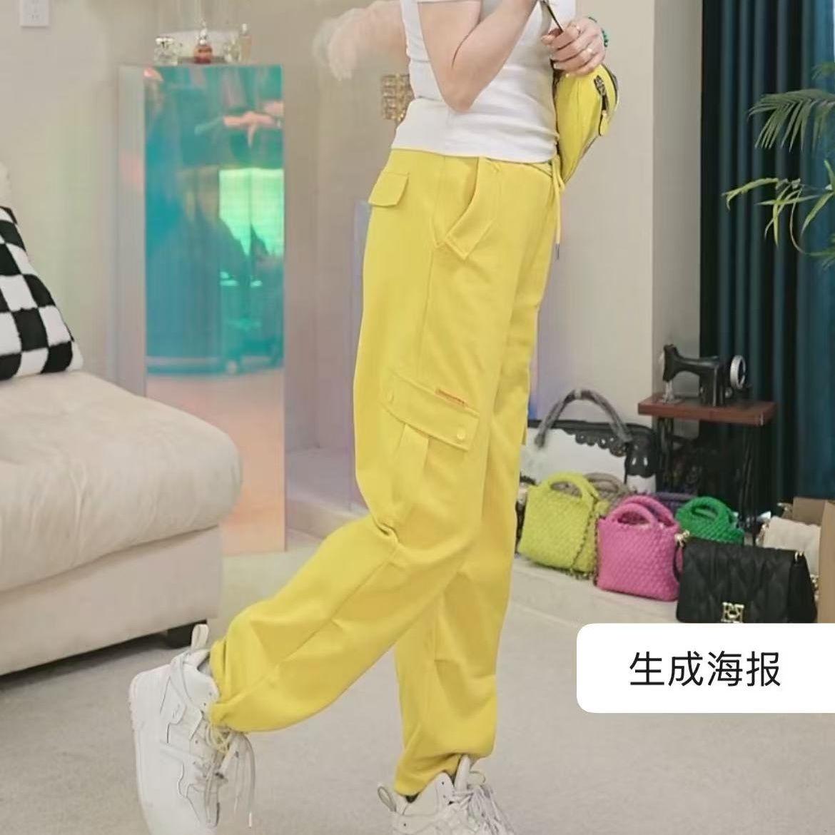 爱舞服饰 绿标抽绳工装裤 2609
