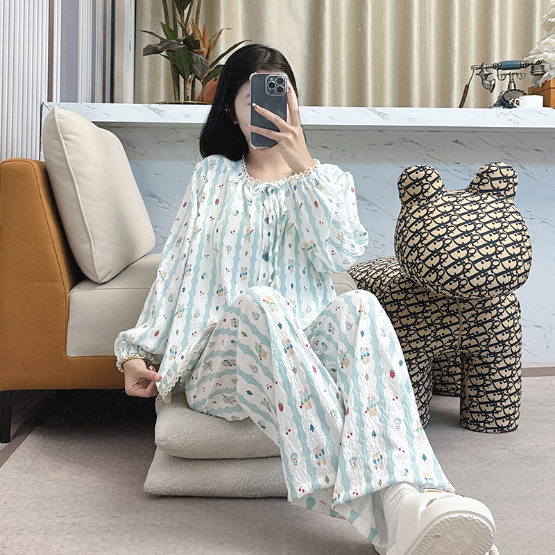 睡衣女春秋季长袖公主风卡通时尚宽松可外穿家居服套装165（TZ）