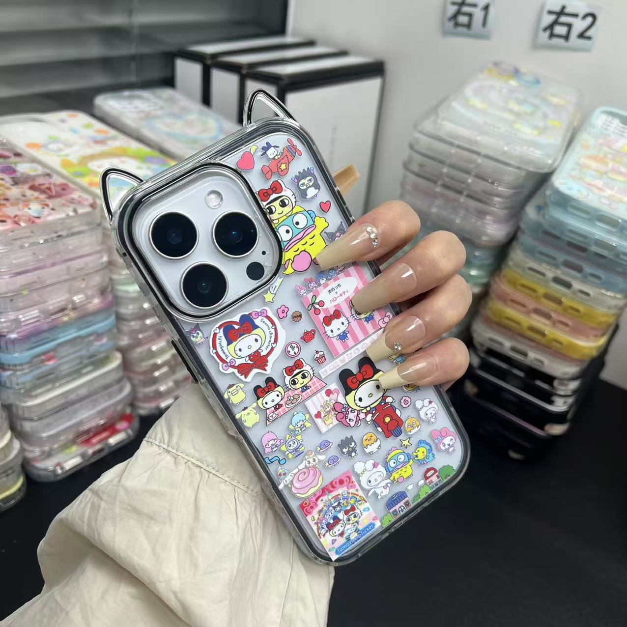 趣味猫耳拓麻歌子kitty插画适用iPhone16Promax苹果15/14手机壳