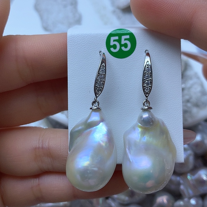 淡水珍珠耳饰银S925镶嵌