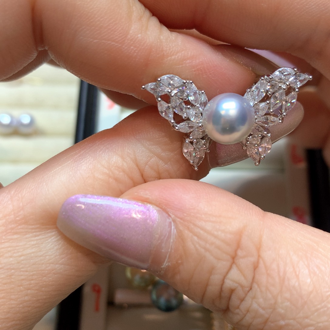 海水珍珠戒指银S925镶嵌