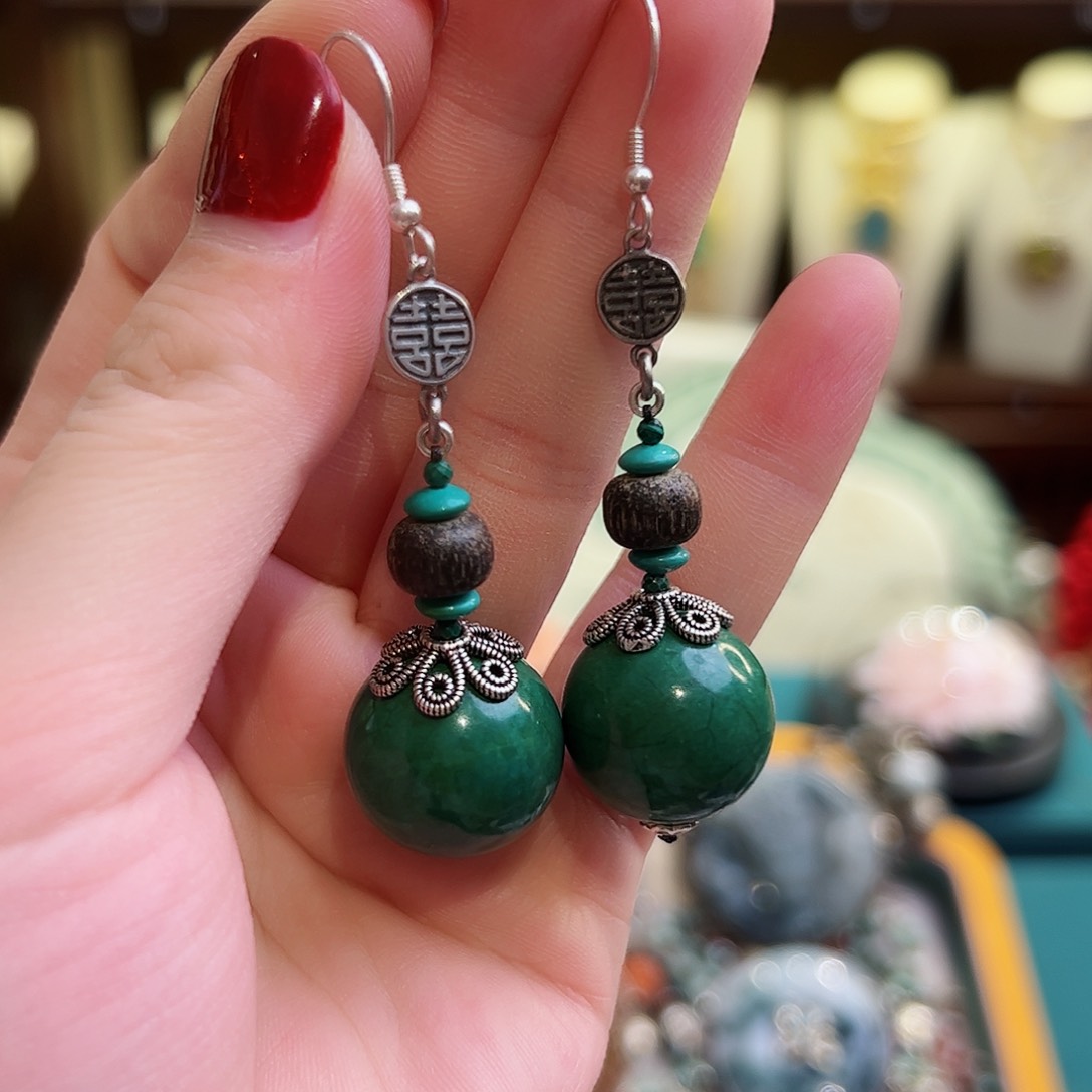 玛瑙/玉髓耳钉未镶嵌耳环