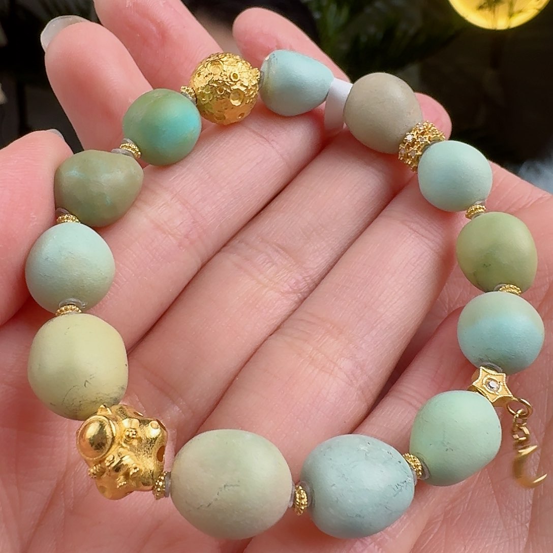 绿松石珠宝奇石18K金镶嵌