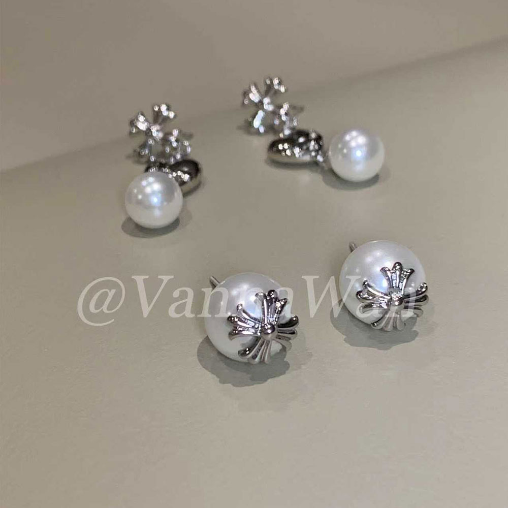 铜合金耳饰 伦敦千金.十字架珠珠耳环