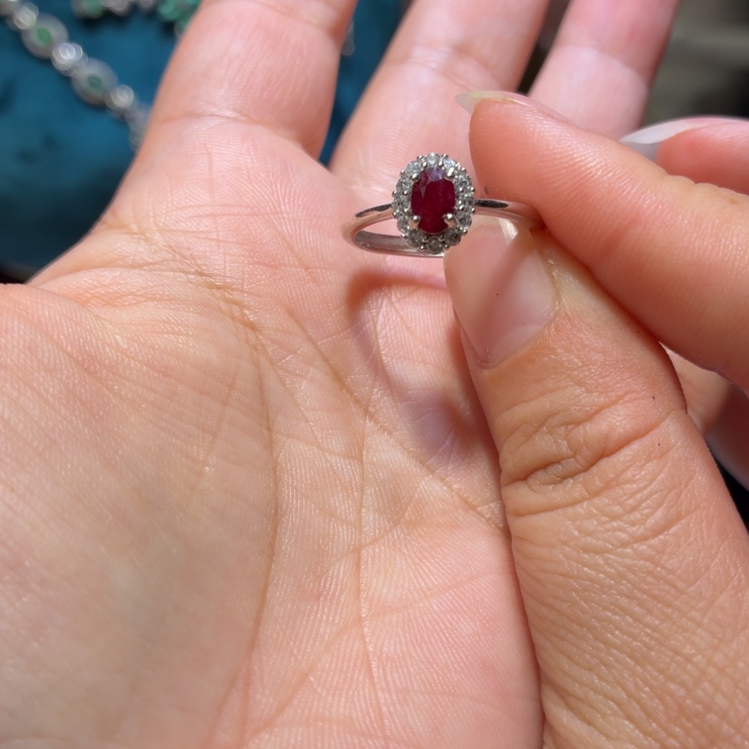 红宝石戒指银S925镶嵌