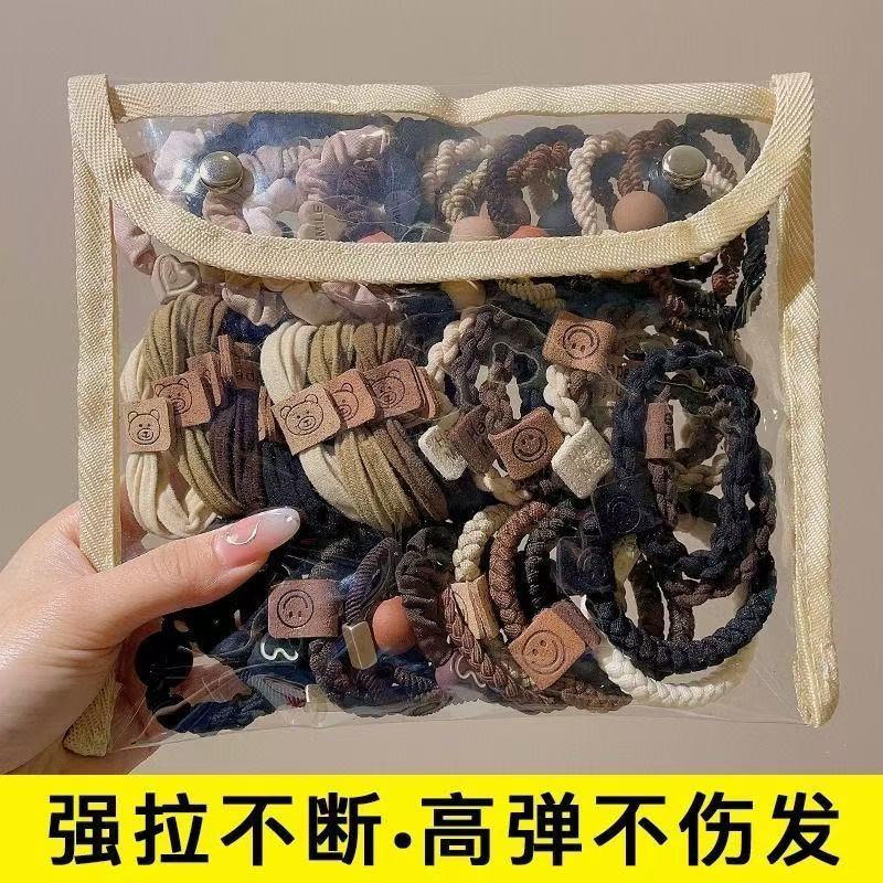 【发圈40件套】高弹力耐用皮筋女简约气质高马尾扎头发绳头绳高级