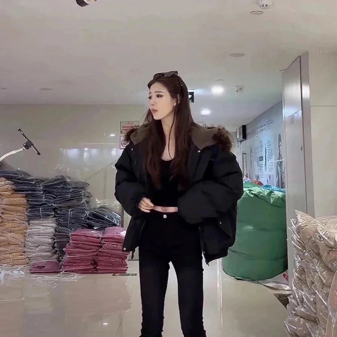 【柒汐】推荐冬季牛角扣大翻领棉服外套5988