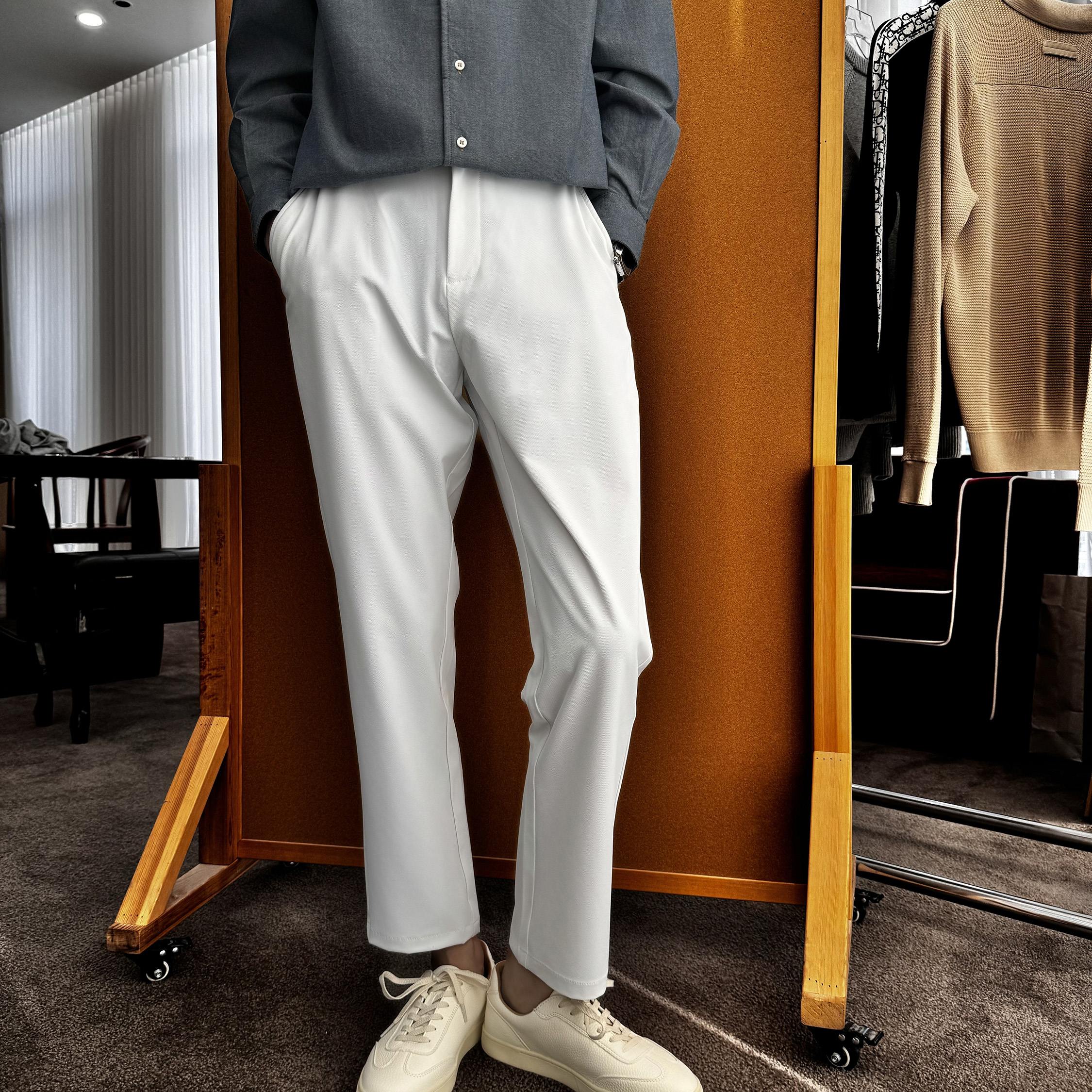 SEASONMARKcleanfit早秋上新纯色速干中腰直筒微弹休闲裤商务时尚