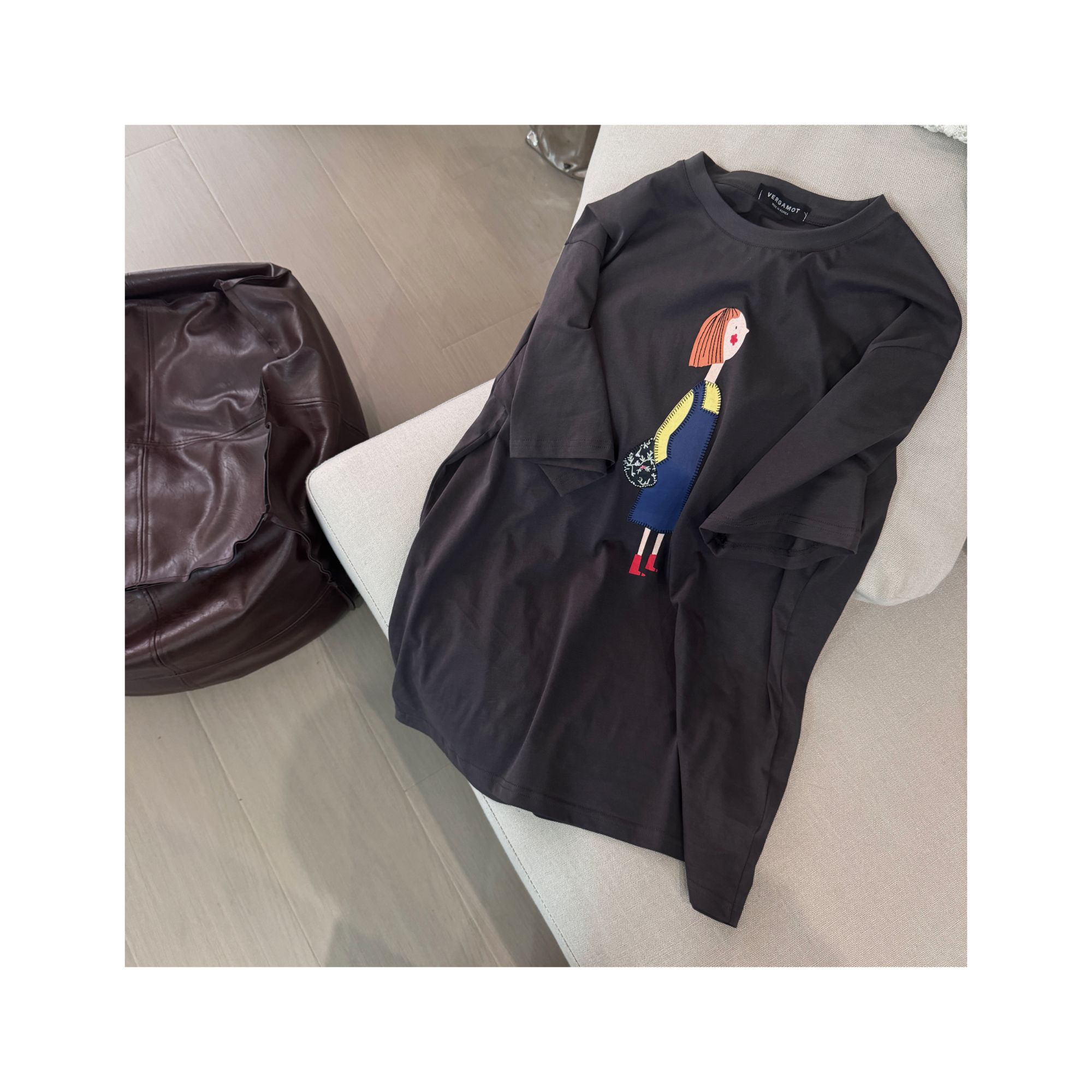 我的女孩刺绣灰短袖