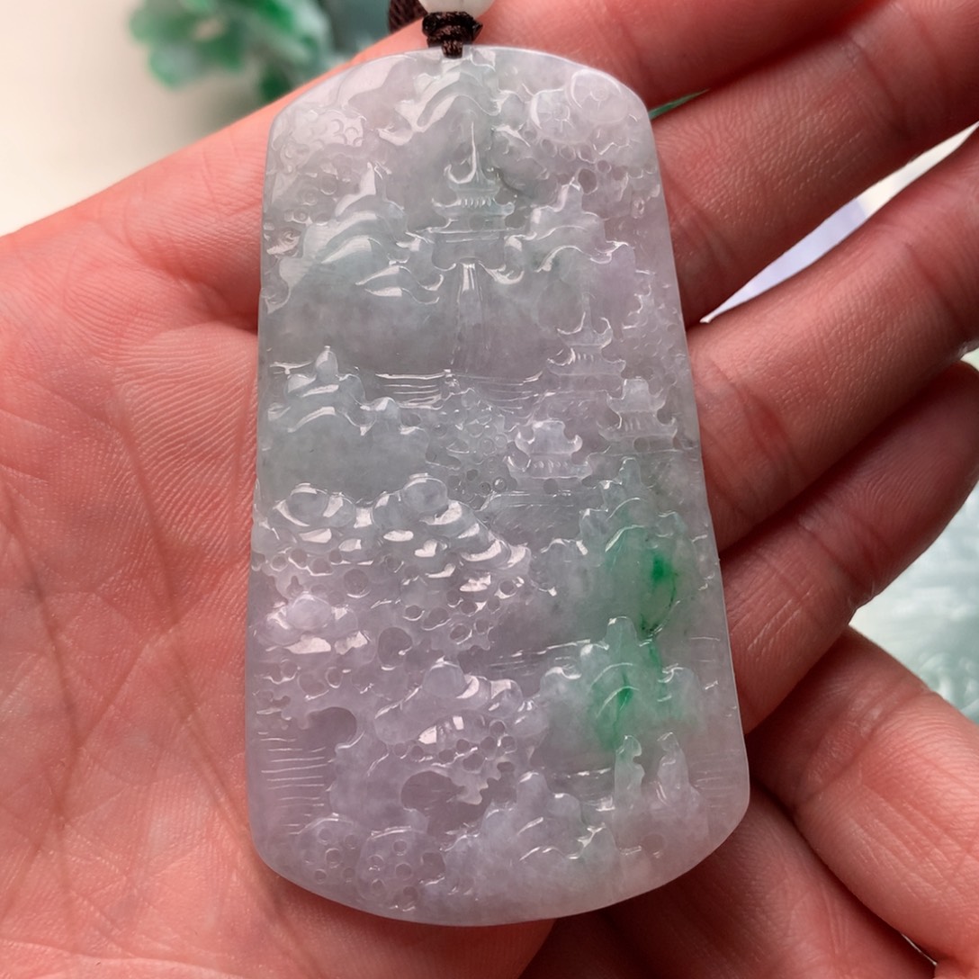 定制翡翠未镶嵌夏**蓝山水