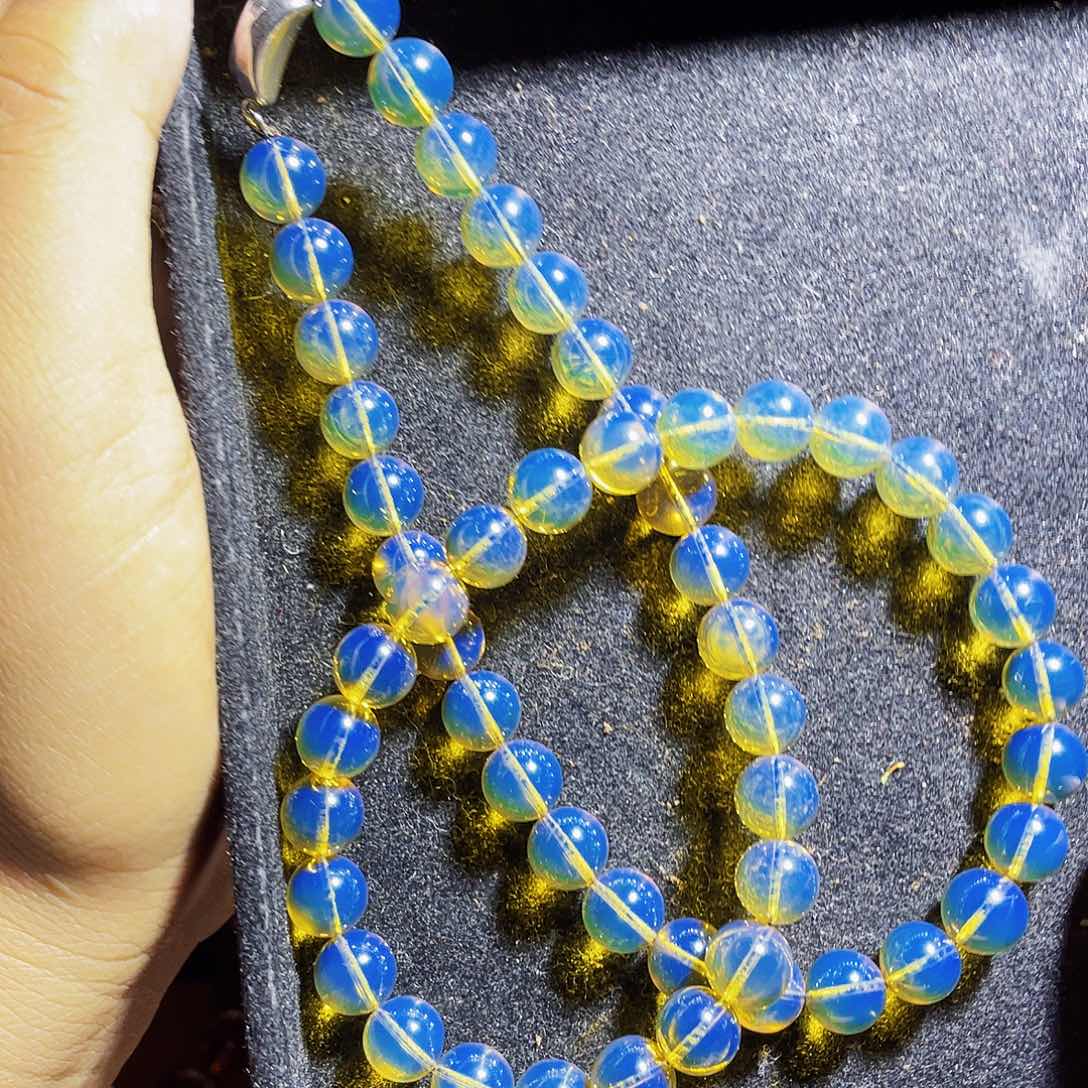 蓝珀裸石未镶嵌9项链