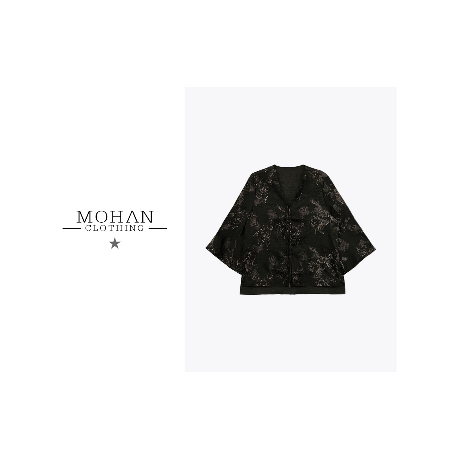 CLOTHING/墨含高奢时尚气质舒适优雅百搭休闲莨纱V领衬衫X85018