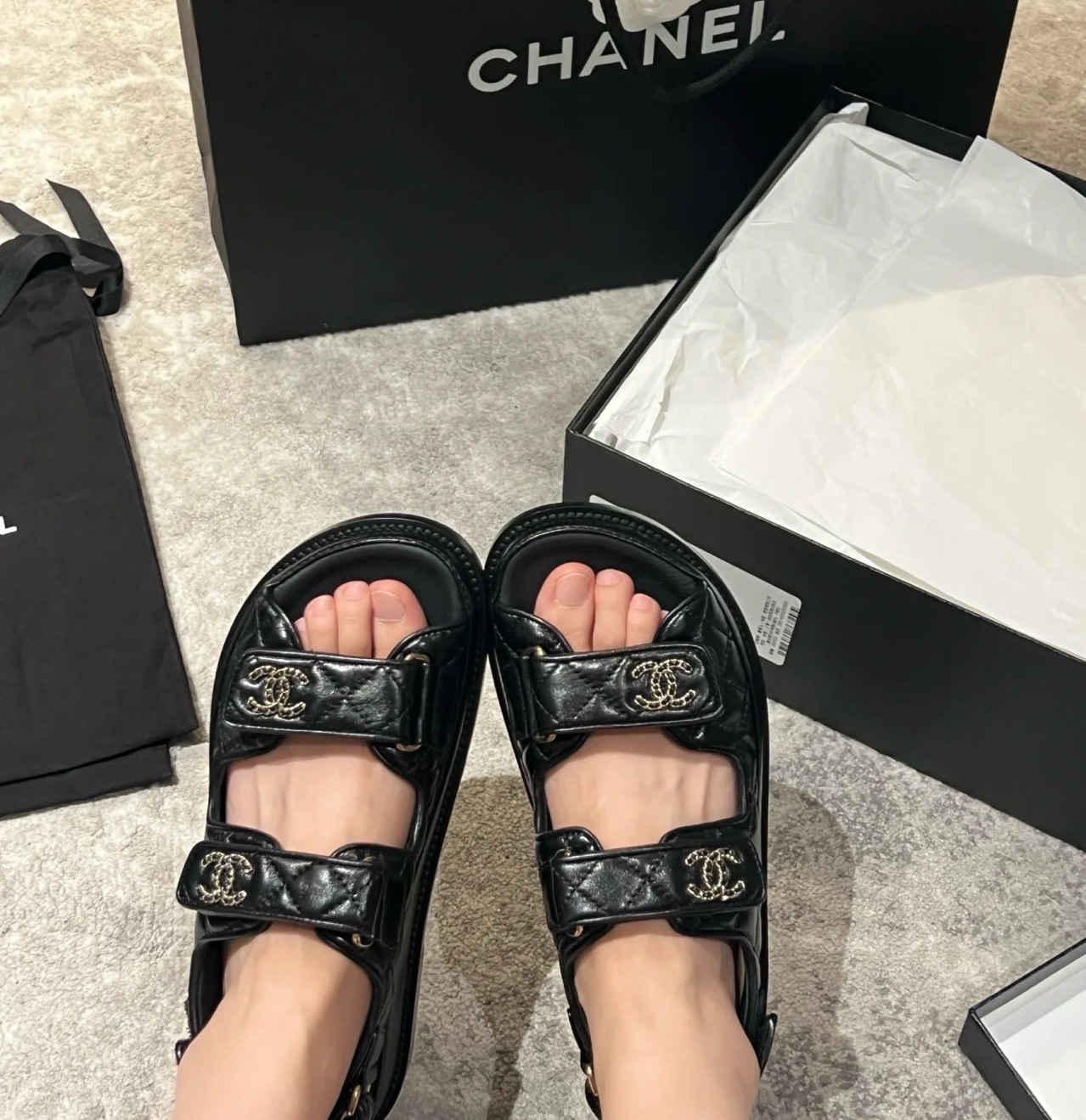 99新 Chanel/香奈儿 沙滩凉鞋 黑色 23款 35.5码