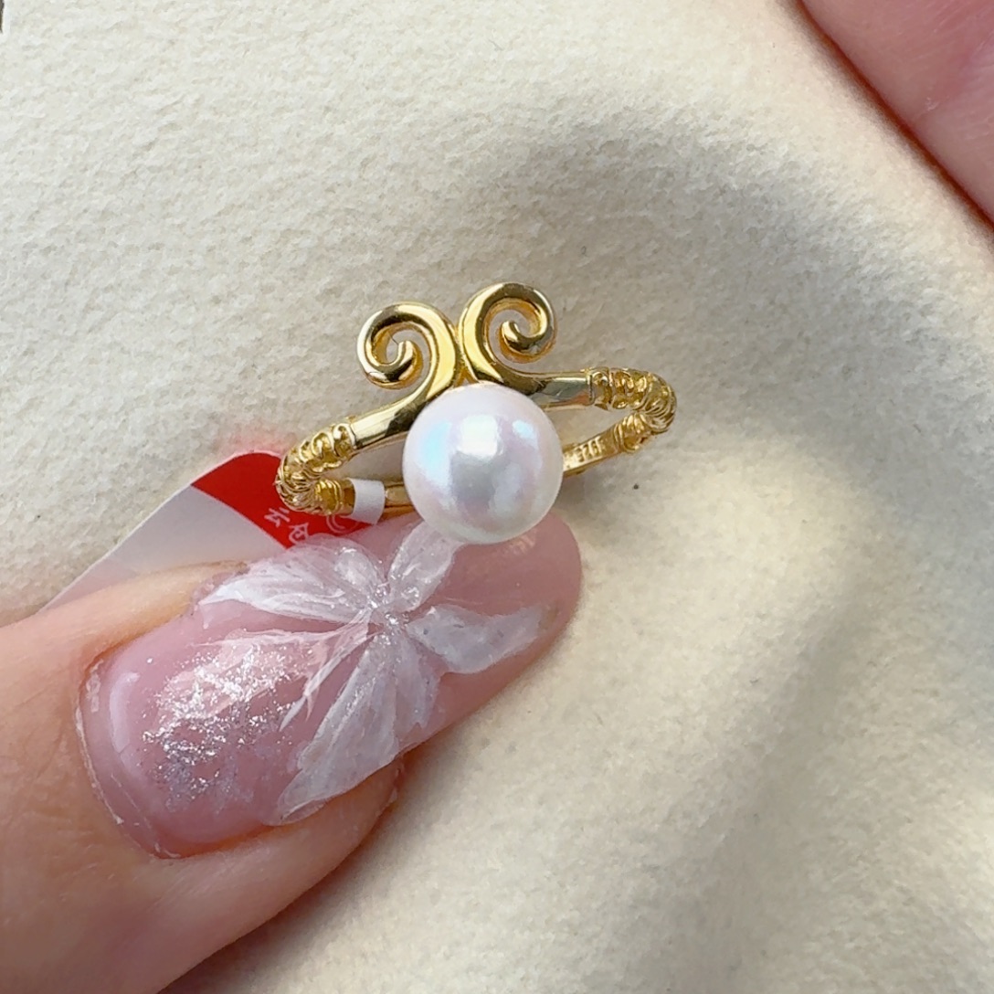 银S925镶嵌海水珍珠戒指@@yj363