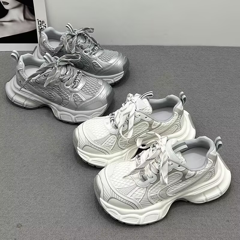 网红同款增高厚底老爹鞋女2025年新款显脚小休闲鞋欧货松糕运动鞋