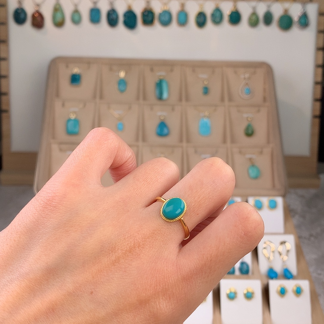 绿松石银S925镶嵌戒指