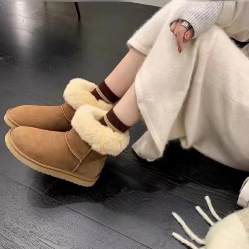 【5825薄底】底厚2cm桑坡羊皮毛一体女款雪地靴冬季保暖